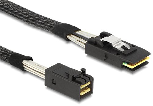 DeLOCK 83389 Cable Serial Attached SCSI (SAS) 1 m - Cable SAS (1 m, Mini SAS HD x 4 SFF 8643, Mini SAS x 4 36 Pin SFF 8087, Male Connector/Male Connector, Negro)