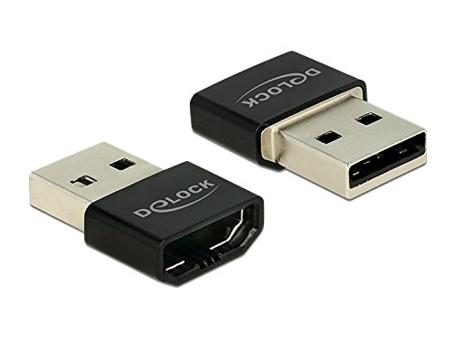 DeLOCK HDMI/USB-A USB2.0-A HDMI-A Negro, Plata - Adaptador para Cable (USB2.0-A, HDMI-A, Male Connector/Female Connector, Negro, Plata)