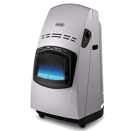 De'longhi VBF - Estufa de gas, 4200 W, sistema variable de control de la llama, doble sistema seguridad, mandos ergonómicos, ruedas desplazamiento, plateado