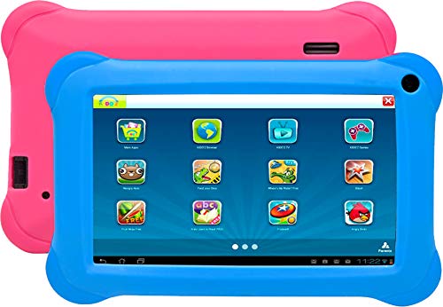Denver TAQ-70352 BLUEPINK  Tablet Quad Core de 7 "con KIDO’z y Android 8.1GO. 8 GB de Almacenamiento y 1 GB de RAM, Acceso Completo a Google Playstore. Incluye 2 Fundas: 1 Rosa y 1 Azul.