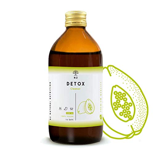 DETOX Diurético Natural Líquido Depurativo Hígado Drenante Elimina Toxinas Adelgazante Antioxidante.Té Verde-Guaraná-Papaya-Diente León- Ortosifón-500ml Certificado VEGANO. Fab CE.N2 Natural Nutrition