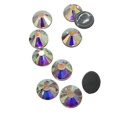 Diamantes de imitación termoadhesivos DMC Hotfix para la decoración de tejidos y ornamentos, varios tamaños disponibles, color Crystal (transparente) o Aurora Boreal (iridiscente)