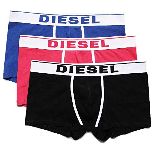 Diesel UMBX-DAMIENTHREEPACK - Calzoncillos Tipo bóxer para Hombre (3 Unidades) Multicolor (Black/Pink/Blue E5132 S