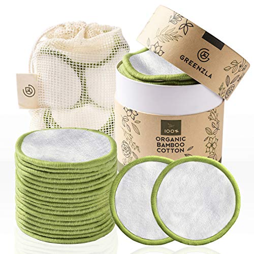 Discos Desmaquillantes Reutilizables Greenzla (20pcs) con bolsa de lavandería lavable y caja redonda para guardarlas |100% algodón de bambú orgánico| Algodones desmaquillantes reutilizables ecológicas Discos Desmaquillantes Reutilizables Greenzla (20pcs) con bolsa de lavandería lavable y caja redonda para guardarlas |100% algodón de bambú orgánico| Algodones desmaquillantes reutilizables ecológicas