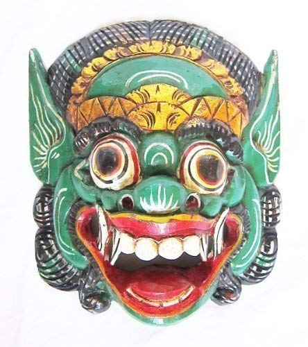 Double Duck Madera Verde Mono Máscara de Barong, Mano- Tallado en Bali, Máscara de Pared, Nuevo