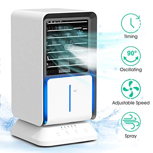 DOUHE Aire Acondicionado Portátil, Mini Enfriador de Aire, 4 en 1, Humidificador,Purificador, Ventilador Silencioso, 3 Velocidade, 90 ° oscilación, Perfecto para Trabajo y Hogar DOUHE Aire Acondicionado Portátil, Mini Enfriador de Aire, 4 en 1, Humidificador,Purificador, Ventilador Silencioso, 3 Velocidade, 90 ° oscilación, Perfecto para Trabajo y Hogar
