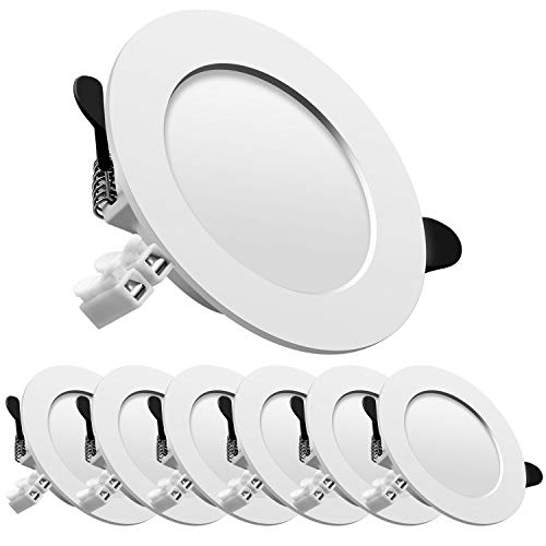 Downlight led empotrable redondo,Iluminacion 7W (700 lm),4500K (Luz Natural), Blanco,foco empotrable LED,Ojos de buey de led 6 pack