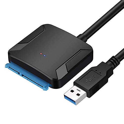 EasyULT Adaptador de USB 3.0 a SATA III, Cable Convertidor de USB 3.0 a SATA para 3.5" y 2.5" Discos Duros HDD SDD, Soporte UASP SATA III (No Incluye Adaptador de Corriente)