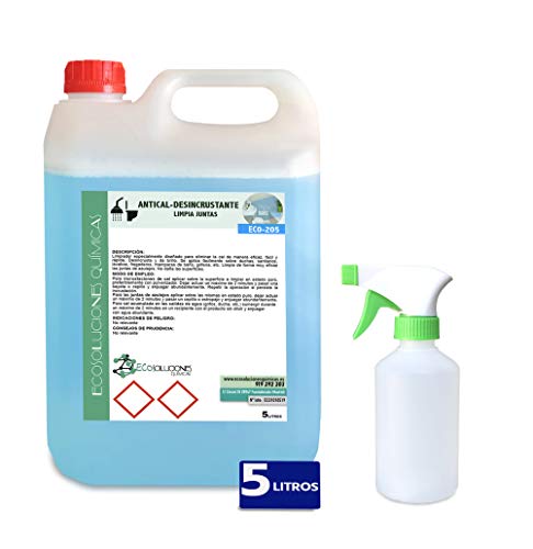 Ecosoluciones Químicas ECO-205 | 5 litros | Antical-Desincrustante-Limpiador de juntas cuarto baño. Limpiador Profesional Muy Potente