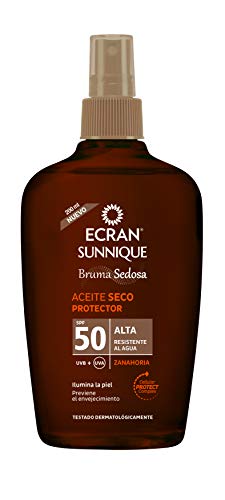 Ecran Sunnique Broncea+, Aceite Protector Solar Seco con SPF50 - 200 ml