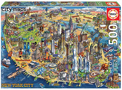 Educa Borras - Serie City Maps, Puzzle 500 piezas Mapa de Nueva York