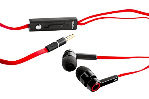 Elbe AU-R10-MIC - Auriculares intrauditivos con micrófono y regulador de volumen, cable plano, color azul