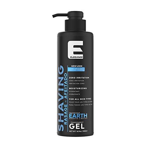 Élégance Gel de afeitar transparente - Rápido, suave y limpio para hombres, fragancia Tierra - 500 ml