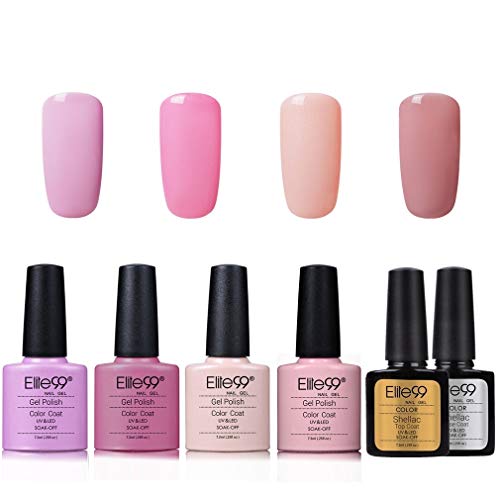 Elite99 Esmalte Semipermanente UV LED 6pcs Kit Uñas de Gel Pintauñas con Base y Top Coat Semipermanente Esmalte de Uñas Soakoff Manicura - 003