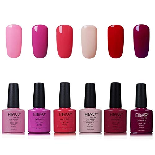 Elite99 Esmaltes Semipermanentes de Uñas en Gel UV LED, 6pcs Kit de Esmaltes de Uñas en Gel Soak Off 002 Elite99 Esmaltes Semipermanentes de Uñas en Gel UV LED, 6pcs Kit de Esmaltes de Uñas en Gel Soak Off 002