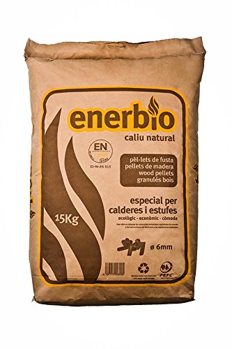 Enerbío; Saco papel de pellets 15 kg. Certificado ENPlusA1. Para estufas y calderas