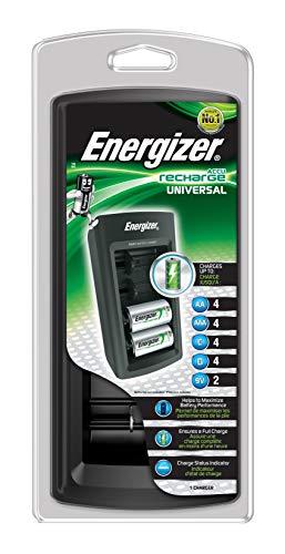 Energizer - Cargador de Pilas Universal Compatible AA/AAA/C/D / 9V, Indicador de Carga