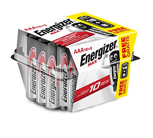 Energizer - Pack de 26 pilas alcalinas MAX LR03 AAA, 50% más de rendimiento, Family Pack