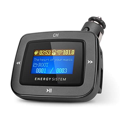 Energy Sistem 381456 - Reproductor de MP3 para coche con transmisor FM, lector tarjetas SD, Negro