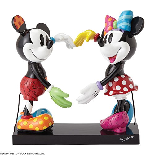 Enesco Disney by Romero Britto Mickey y Minnie Figura, cerámica, Multicolor, 14 x 16 x 17 cm