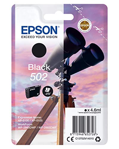 Epson binoculars singlepack black 502 ink 4.6 ml cartridge (C13T02V14020)