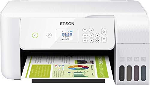Epson EcoTank ET-2726 - Impresora de inyección de tinta 3 en 1 (Impresora, escáner, fotocopiadora),  DIN A4, WiFi, USB 2.0 ) pantalla LCD de 3,7 cm , Color Blanco