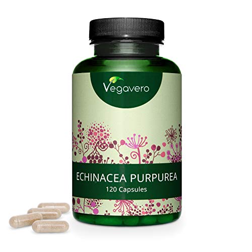 Equinácea Vegavero® | 6000 mg | LA DOSIS MÁS ALTA | 100% Vegetal | 4% Polifenoles | Sin Aditivos Artificiales | 120 Cápsulas | Vegano