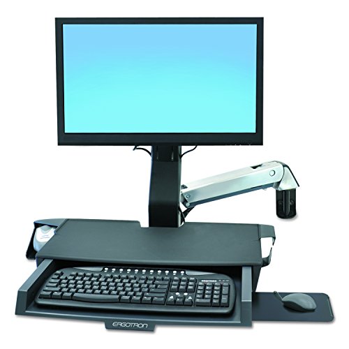 Ergotron StyleView Sit-Stand Combo Arm with Worksurface - Soporte de pared para pantalla plana (14.5 kg, 609.6 mm (24"), 75 x 75.100 x 100 mm (2.95 x 2.96 x 3.94"), 0-640 mm, -30-30 °, 0-360 °)