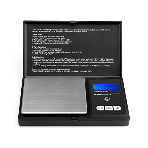 Escala de Bolsillo de precisión - 200g x 0.01g Báscula Digitales de Precisión, Básculas de cocina, Escala de joyería con Pantalla LCD y función de Tara Escala de Bolsillo de precisión - 200g x 0.01g Báscula Digitales de Precisión, Básculas de cocina, Escala de joyería con Pantalla LCD y función de Tara