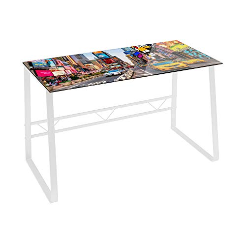 Escritorio Blanco de Cristal Templado contemporáneo de Times Square de 120x60x75 cm - LOLAhome Escritorio Blanco de Cristal Templado contemporáneo de Times Square de 120x60x75 cm - LOLAhome