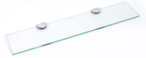 Estante de cristal endurecido de 6 mm de grosor para baño, dormitorio, oficina con gran acabado cromado de 500 mm x 100 mm Estante de cristal endurecido de 6 mm de grosor para baño, dormitorio, oficina con gran acabado cromado de 500 mm x 100 mm