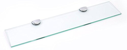 Estante de cristal endurecido de 6 mm de grosor para baño, dormitorio, oficina con gran acabado cromado de 500 mm x 100 mm