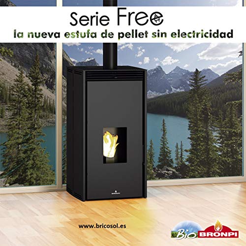 ESTUFA DE PELLET SIN ELECTRICIDAD BRONPI MODELO FREE 11 KW NEGRO