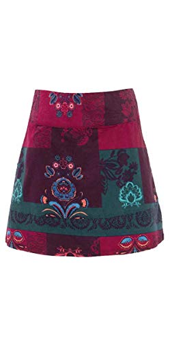 Falda Corta de Terciopelo Floral y Colorido. (Burdeos, L) Falda Corta de Terciopelo Floral y Colorido. (Burdeos, L)