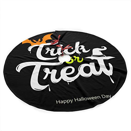 Falda de árbol de Navidad, diseño de Mensaje Blanco de Truco o Trato de Vector, Feliz día de Halloween en Negro Falda de árbol de Navidad de con Copos de Nieve Blancos para decoración navideña 91cm M Falda de árbol de Navidad, diseño de Mensaje Blanco de Truco o Trato de Vector, Feliz día de Halloween en Negro Falda de árbol de Navidad de con Copos de Nieve Blancos para decoración navideña 91cm M