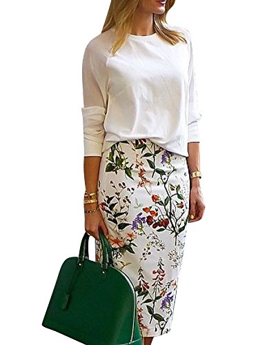 Falda de Tubo con Estampado Cintura Alta Elástico Falda de Lápiz para Mujer Como La Imagen S