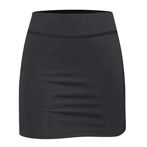 Falda sin Rozaduras con Entrenamiento Oculto en el Bolsillo Faldas Plisadas Falda Corta de Moda Anti Rozaduras (Gris, S)