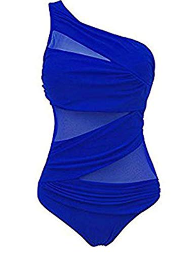 FeelinGirl Mujer Monokini con Uno/Dos Tirantes Traje de Baño de Una Pieza Talla Grande Un Tirante-Azul L/Talla 44