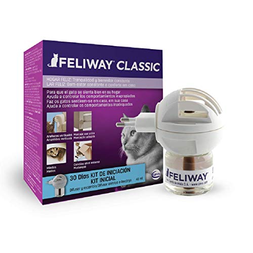 FELIWAY Classic - Antiestrés para gatos - Marcaje con orina, Miedos, Cambios en el entorno, Arañazos Verticales - Difusor + Recambio 48ml FELIWAY Classic - Antiestrés para gatos - Marcaje con orina, Miedos, Cambios en el entorno, Arañazos Verticales - Difusor + Recambio 48ml
