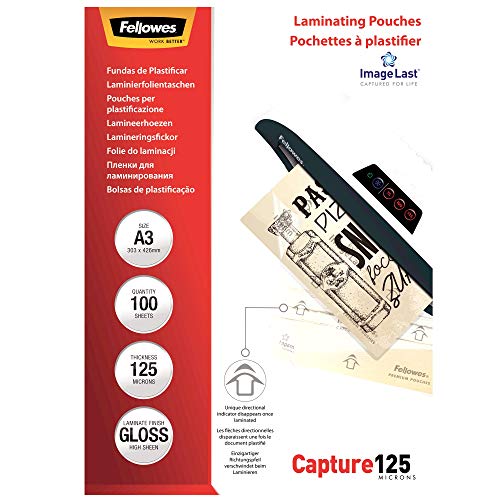 Fellowes ImageLast - Pack de 100 fundas de plastificar formato A3, 125 micras Fellowes ImageLast - Pack de 100 fundas de plastificar formato A3, 125 micras