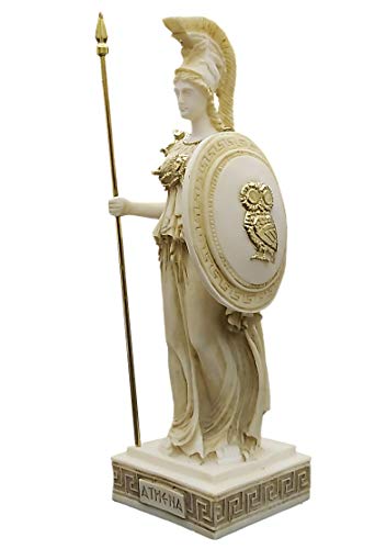 Figura de escultura de la diosa romana griega de Athena Minerva pintada a mano, 24,67 cm