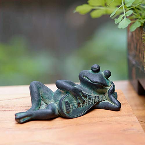 Figura Decorativa para jardín Rana Doce Instrumento Musical Estatuilla Estilo Chino Resina Impermeable Jardín Estatua Para Jardín Decoración De Césped Bonsai Regalo A:10 * 4 * 3.5cm