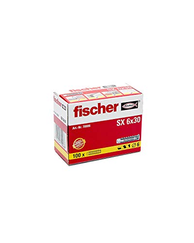 Fischer 37430 Taco SX-6 Caja 100, 0 W, 0 V, Gris, 6x30