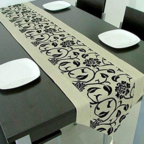 Flocado Imitación Tela de Seda Flor Mantel Camino de Mesa Mesas Paño Boda Utensilios Cocina Navidad Decoración Hogar Artículos para Fiestas - Blanco Flocado Imitación Tela de Seda Flor Mantel Camino de Mesa Mesas Paño Boda Utensilios Cocina Navidad Decoración Hogar Artículos para Fiestas - Blanco