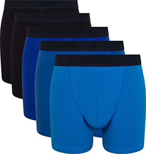 FM London Tagless Bóxer, Azul (Blue), X-Large (Pack de 5) para Hombre