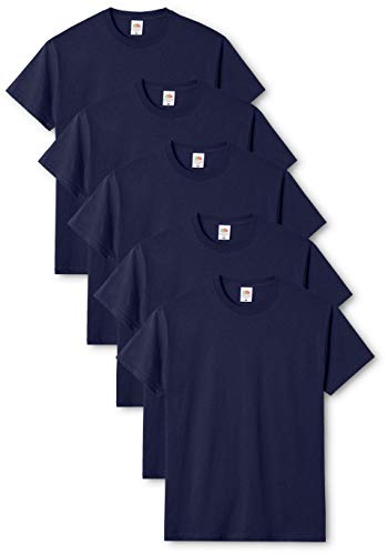 Fruit of the Loom Mens Original 5 Pack T-Shirt Camiseta, Azul (Navy), Medium (Pack de 5) para Hombre