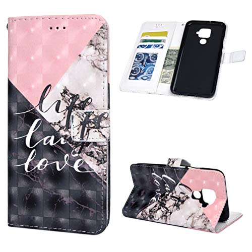 Funda para Huawei Mate 30 Lite, Nova 5i Pro Cover Cuero Sintetico con ID Tarjeta Crédito Case Tragamonedas Soporte de Billetera 3D Flor Gofrado Carcasa para Smartphone Silicona TPU Estuche, Mármol