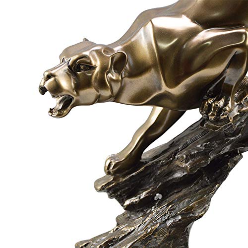 GFF SHOP Estatua de Bronce, Escultura de Leopardo, decoración de Cobre Fundido Hotel Sala de Estar (40 * 19 * 39 cm) Bronce