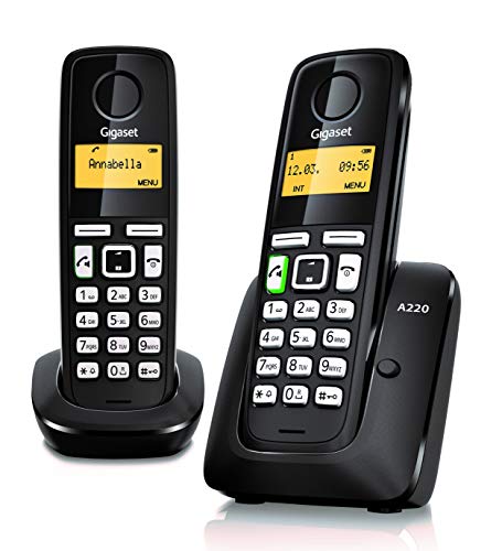 Gigaset A220 Duo- Teléfono Inalámbrico, Pack de 2 Unidades, Manos Libres