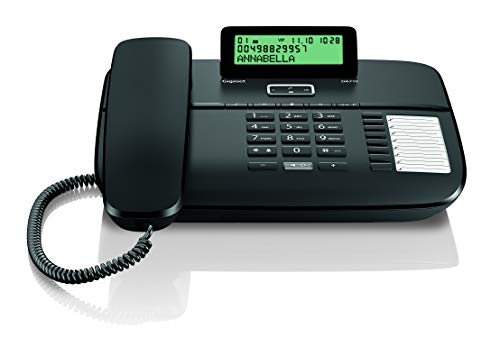 Gigaset DA710 - Teléfono Fijo con Cable Manos Libres, Pantalla de Posición Ajustable, Color Negro